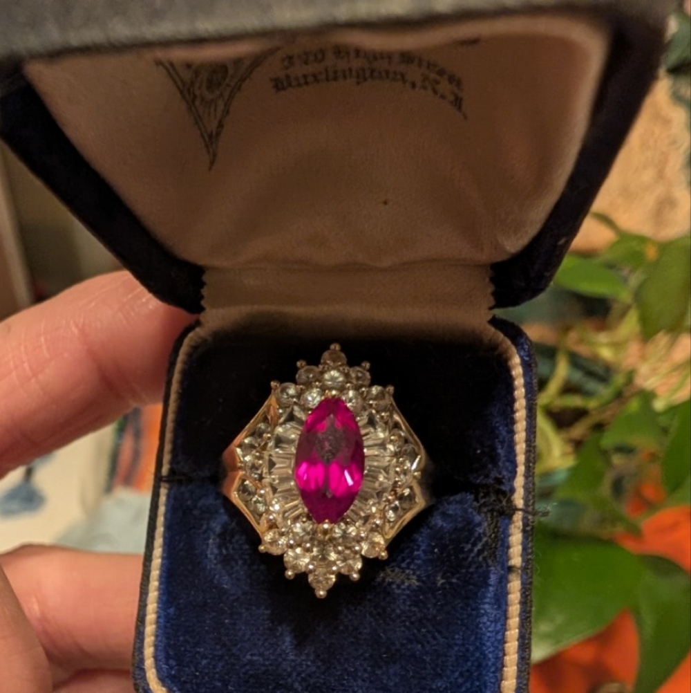 Vintage 10K Diamond And Ruby Ring Size 7